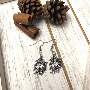 Silver Bell and Bow Earrings